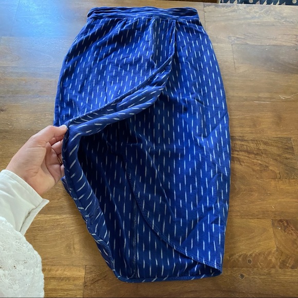 J. Crew tulip faux-wrap skirt in indigo ikat - Picture 5 of 6